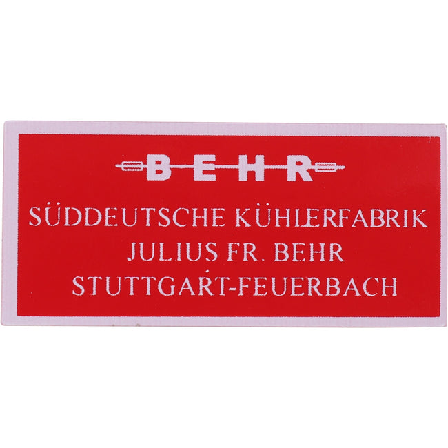 Sticker "Behr, Süddeutsche Kühlerfabrik", 356B T6 (62-63), 356C (64-65)