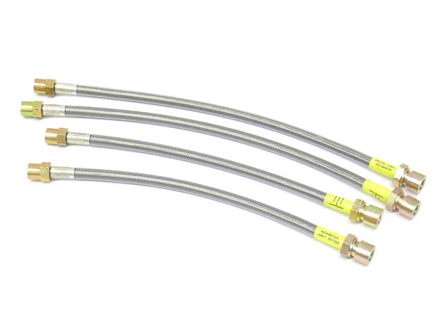 Porsche Brake Hose Set - Steel Braided with Clear Protective Jacket, 911/912/930/914 | 1969-1989 995522101