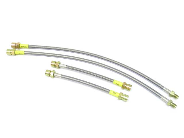 Porsche Brake Hose Set - Steel Braided with Clear Protective Jacket, 924/944 | 1983-1988 995522104