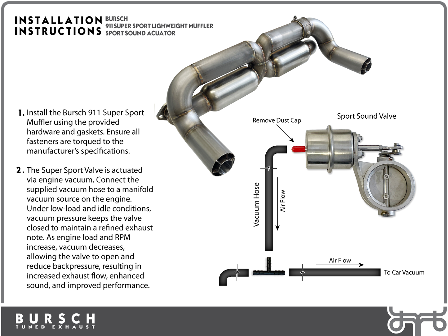 Bursch 911 Super Sport Lightweight Muffler and Headers w/Heat Kit | 1965-1977