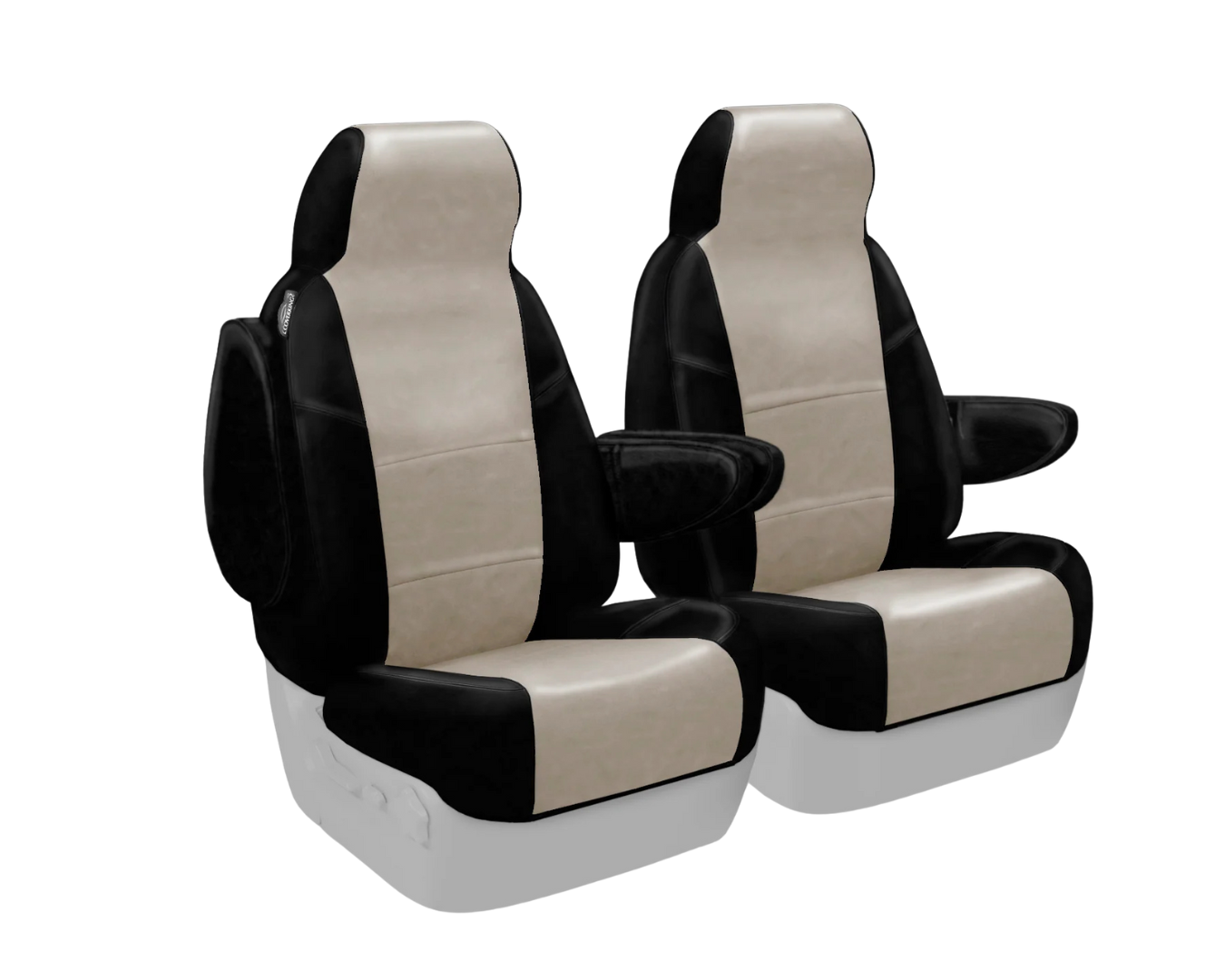 Custom Fit Premium Leatherette Seat Cover - Cashmere with Black