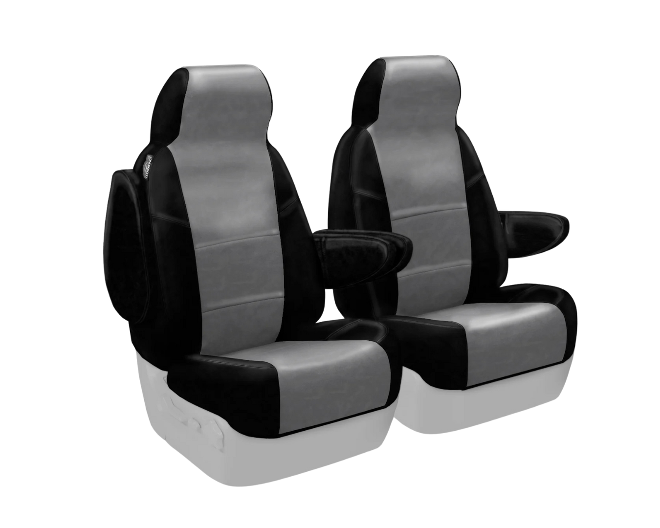 Custom Fit Premium Leatherette Seat Cover - Medium Gray with Black