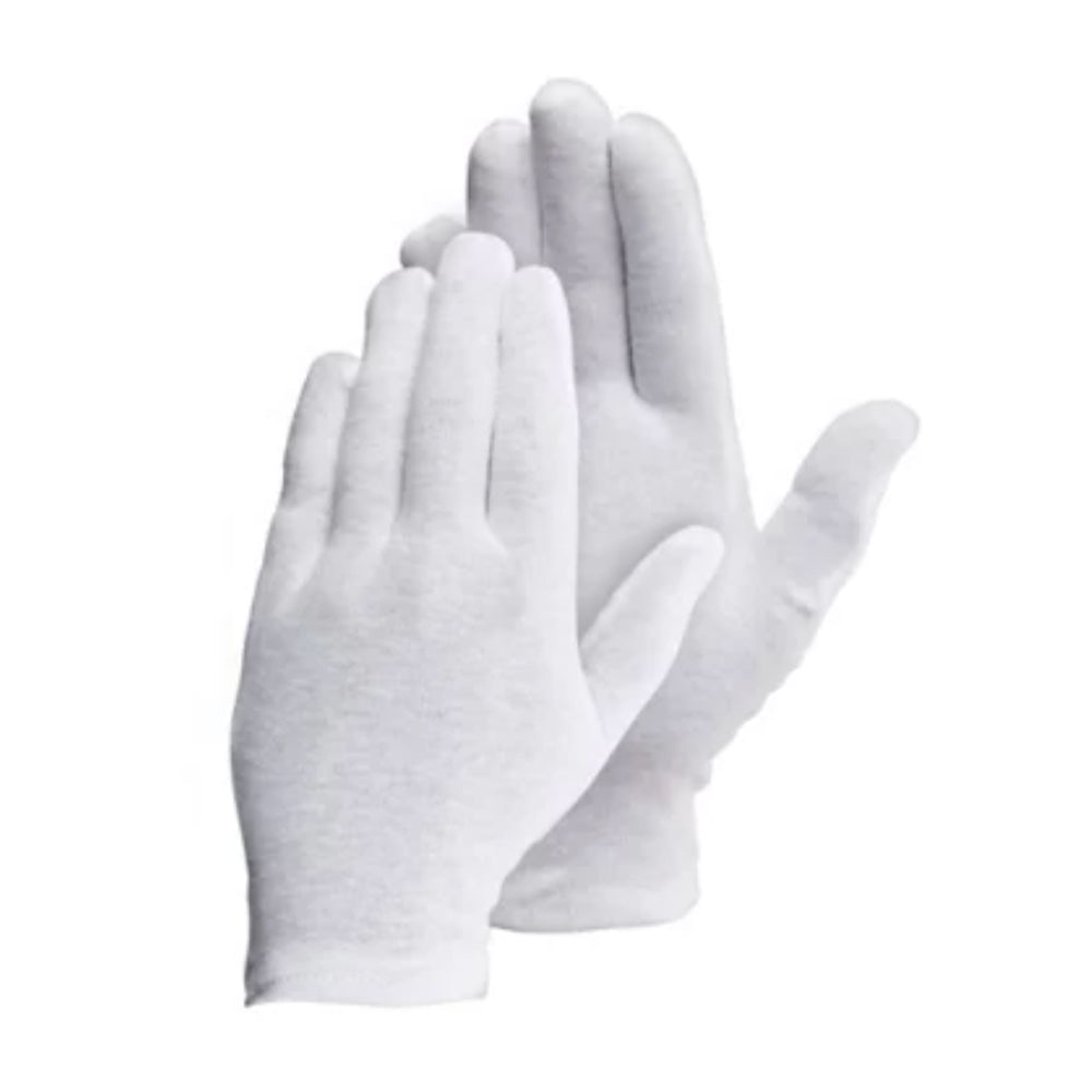 Light Weight Unhemmed Cotton Gloves - 10 Inch - Pack of 12