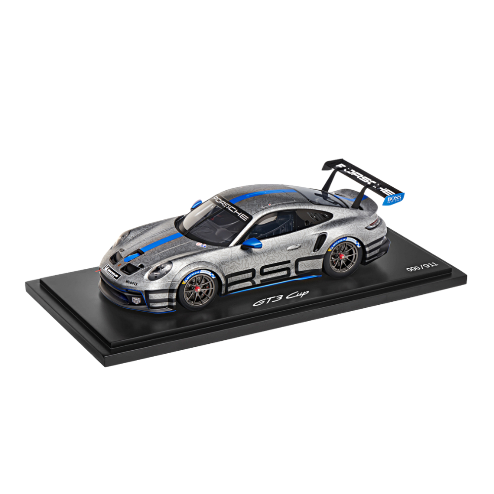 Porsche 911 GT3 Cup 992 Silver Blue Collectors Model - Scale 1:18