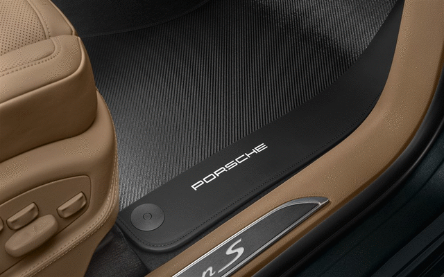 Porsche Carbon Floor Mats With Leather Edging - 95B04480243 - Macan 15-23 95B04480243
