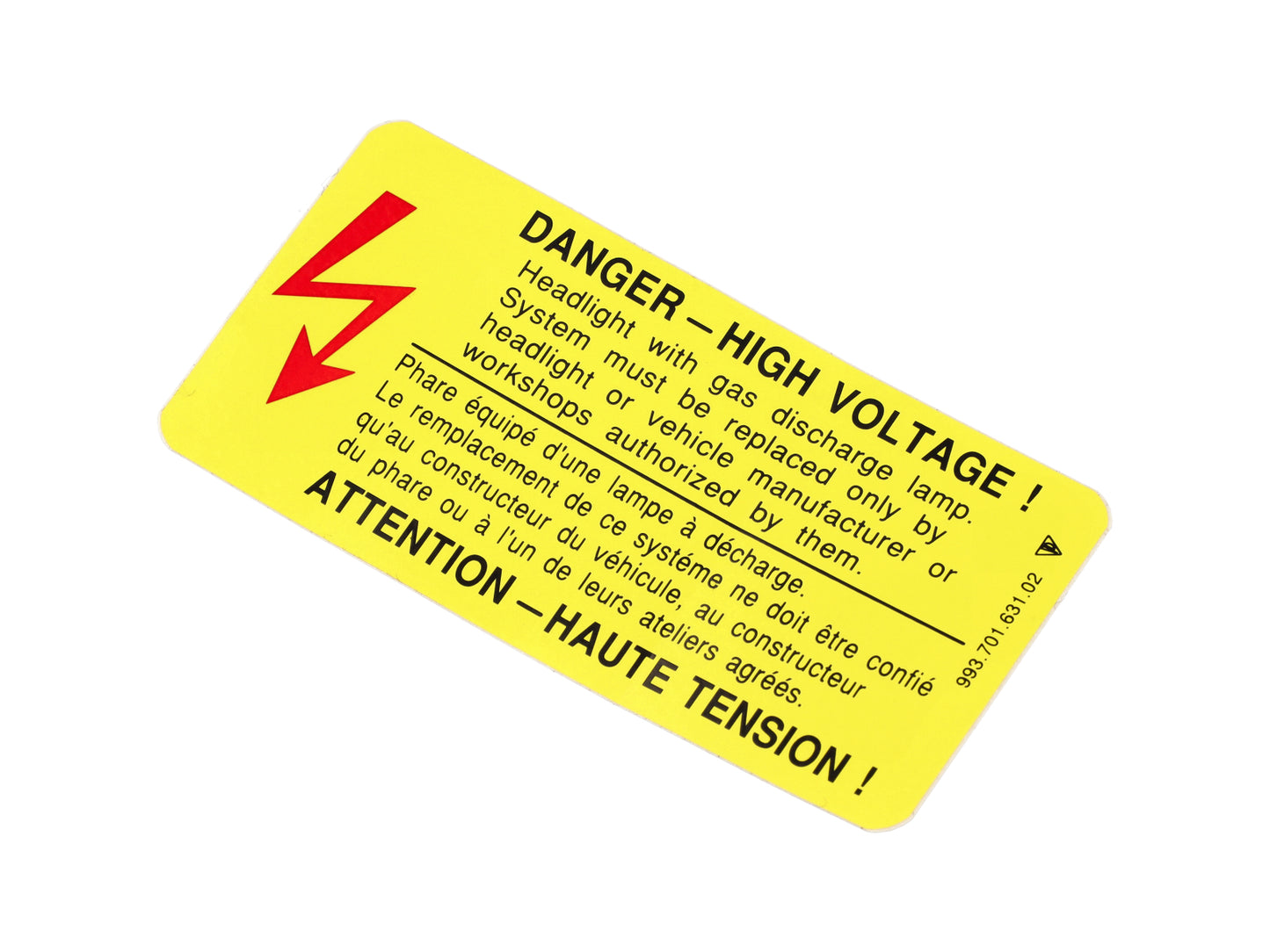 Porsche Danger High Voltage Decal - 911 95-98 993-701-631-02