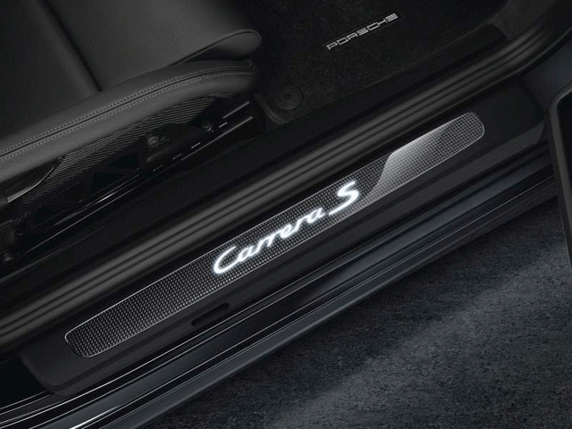 Porsche Door Entry Guards In Carbon Illuminated - 99104480234 - 991 12-18 99104480234