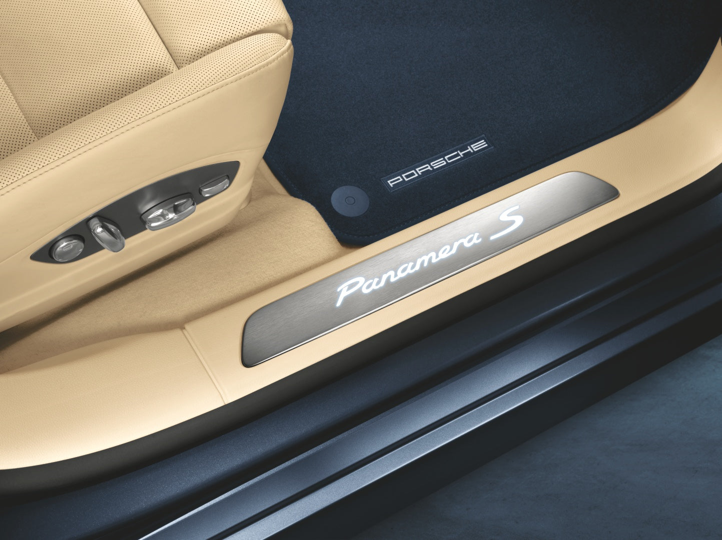 Porsche Door Sill Guards In Brushed Aluminium Illuminated - 97004480028 - Panamera 97004480028