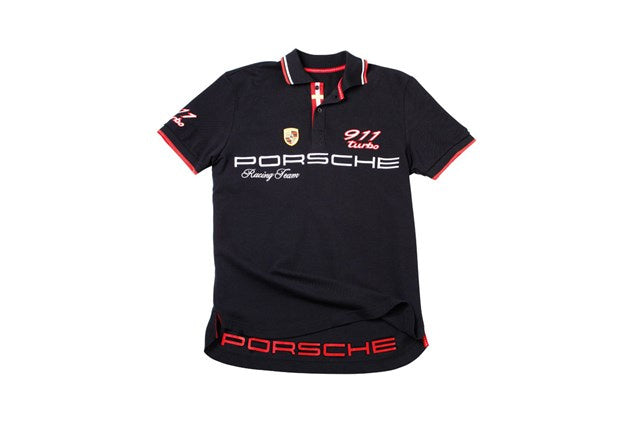 Porsche Essential Black Cotton Polo Shirt - Medium