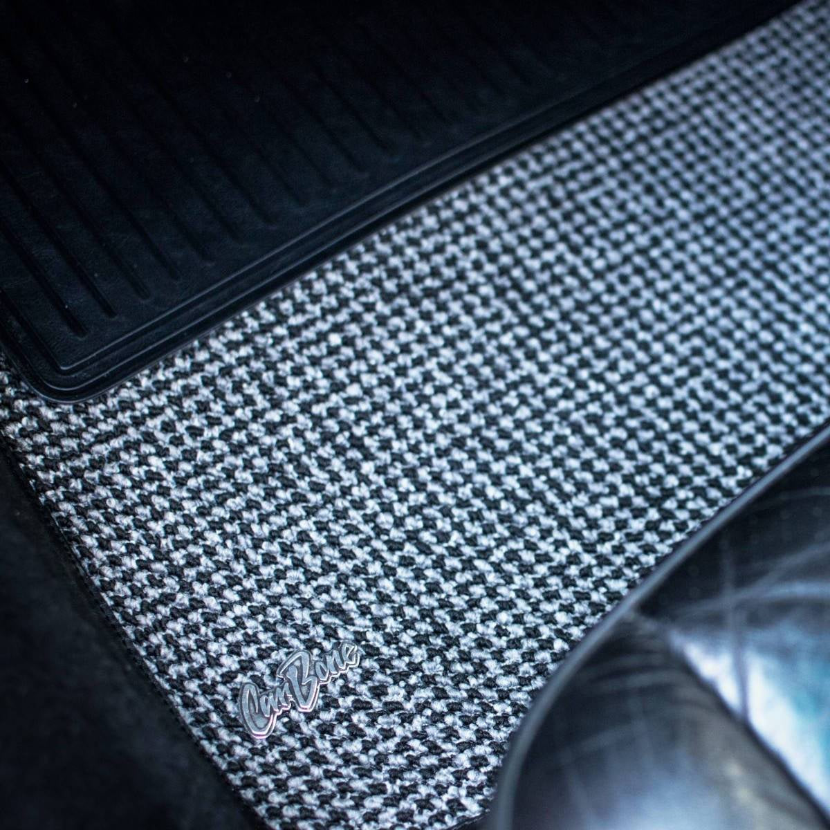 Porsche Houndstooth Floor Mats Black/Grey - CB-MATS-BLK-GRY