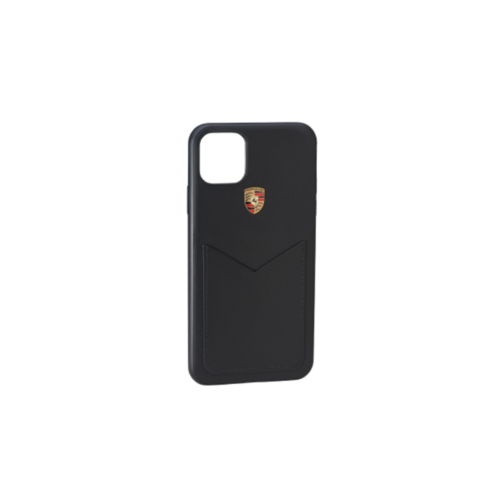 Porsche Leather Iphone 11 Pro Max Case with Porsche Emblem Black WAP0300060L002