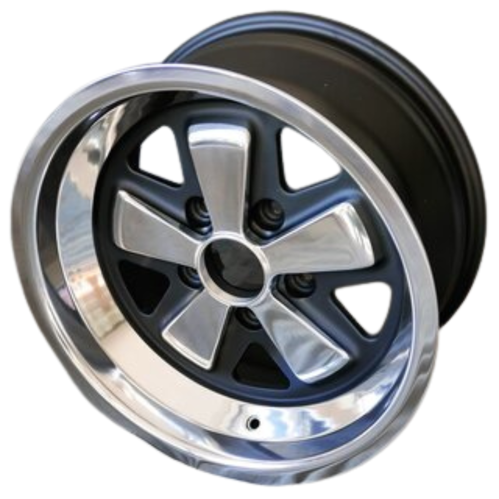 Porsche Maxilite Fuchs Matt Black/Polished Wheel 8x16 - 911/930 74-89 MX180016AX