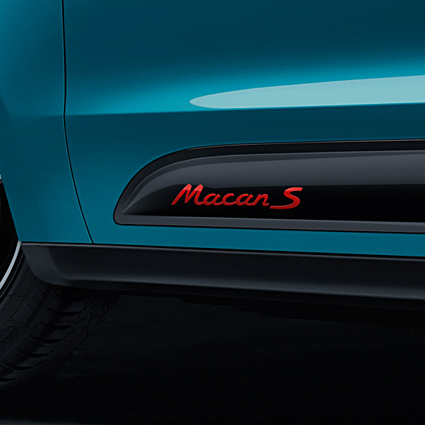 Porsche Model Designation Macan S On Side Blades Guards Red - Macan 15-23 95B0448158184A