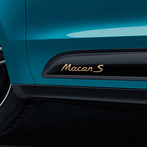 Porsche Model Designation Macan S On Side Blades Gold - 95B0448158024K - Macan 15-23 95B0448158024K