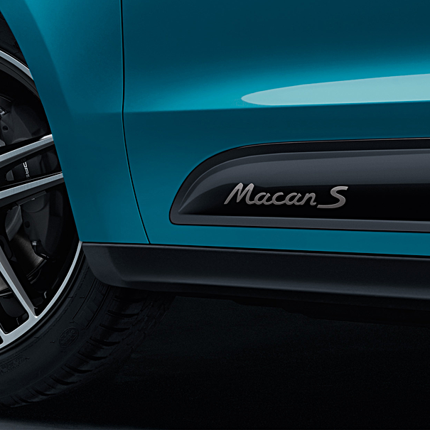 Porsche Model Designation Macan S On Side Blades Silver - Macan 15-23