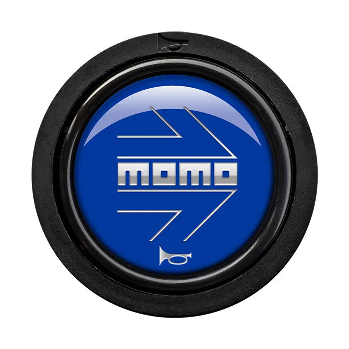 Porsche Momo Arrow Horn Button Flat Lip - Blue - Chrome Logo HORN/SM/BLUE