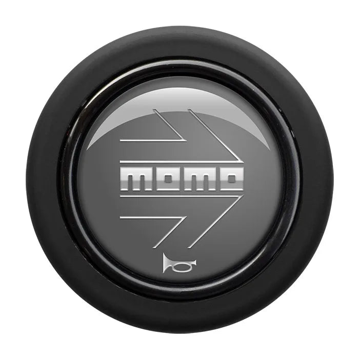 Porsche Momo Arrow Horn Button Round Lip - Anthracite - Chrome Logo HORN/LG/GREY