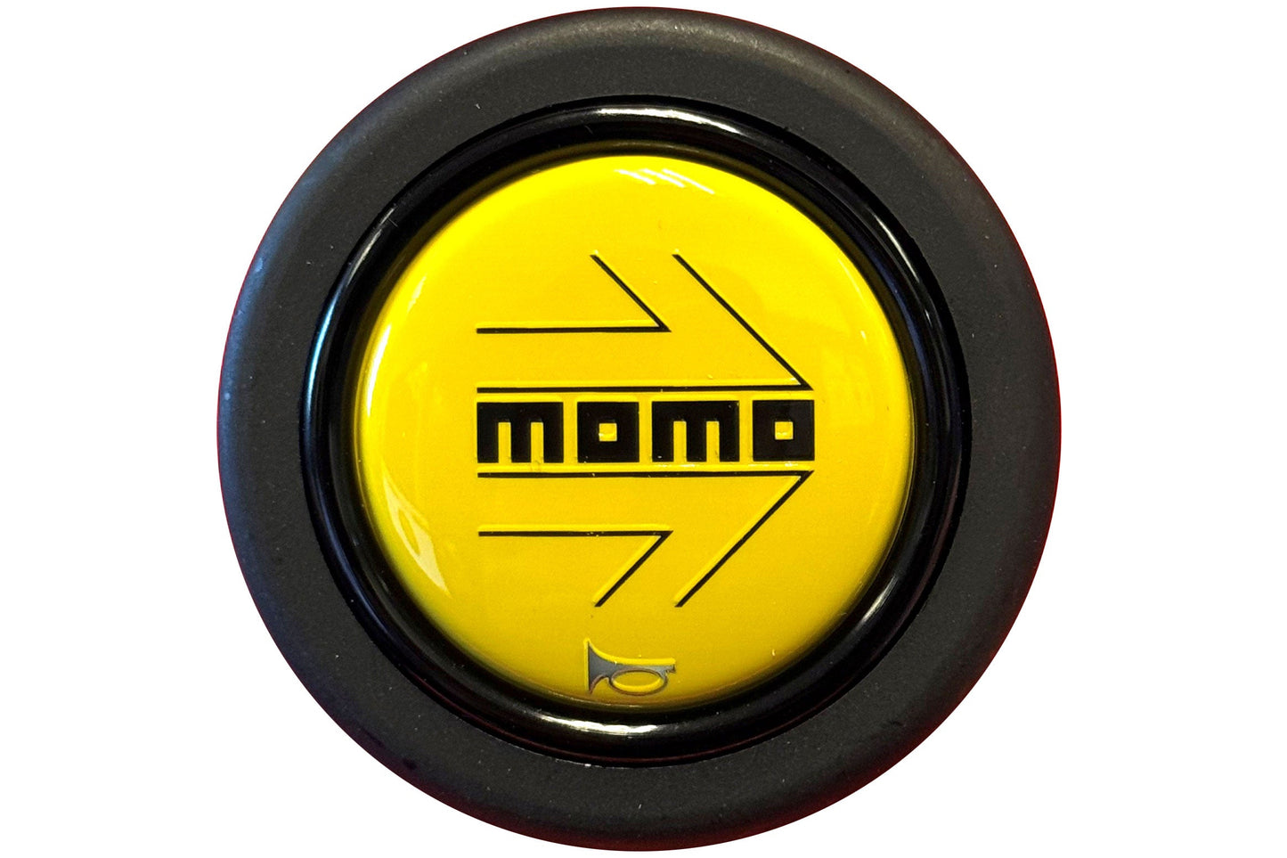 Porsche Momo Horn Button Round Lip - Black - Yellow Logo Japanese Edition MO-HB-03