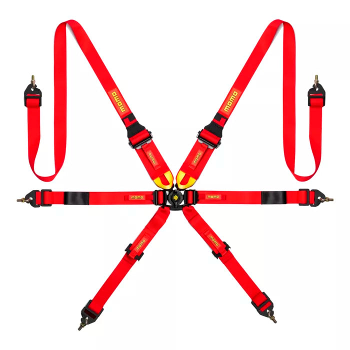 Porsche Momo Motorsport 6-Point Camlock Harness System - Red MO1255120001