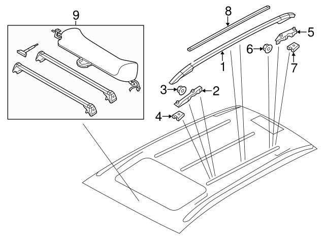 Porsche Roof Transport System Main Support - 95804400011 - E2 11-18 95804400011