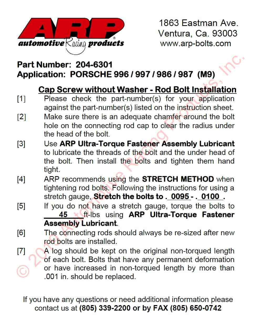 Porsche Stock Connecting Rod Bolts - Boxster/Cayman/911 204-6301