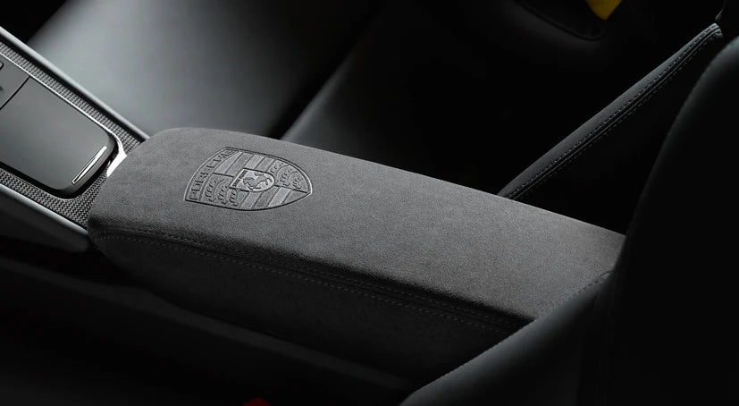 Porsche Storage Box Lid in Alcantara with Porsche Crest - 9P1857151C2W0 9P1857151C-2W0