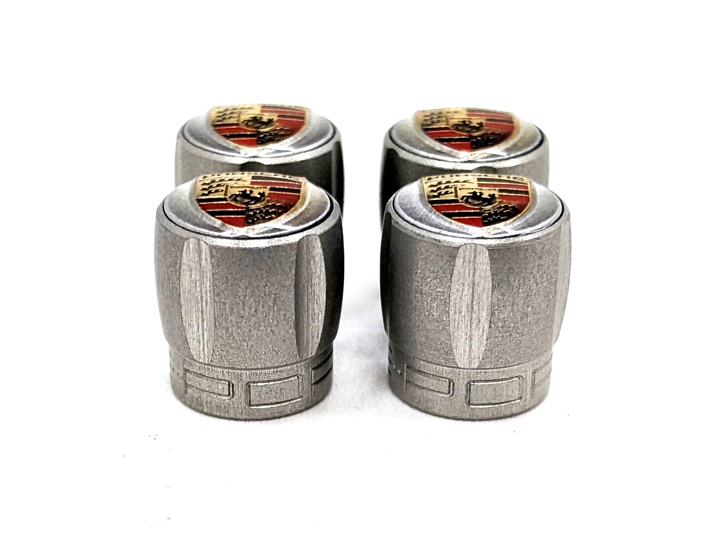Porsche Valve Stem Caps Set Silver with Colored Porsche Crest 99104460269