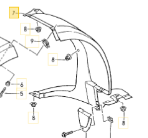 Porsche Wheel Housing Liner - Front Left Rear Section - 964 89-94 964-504-203-00