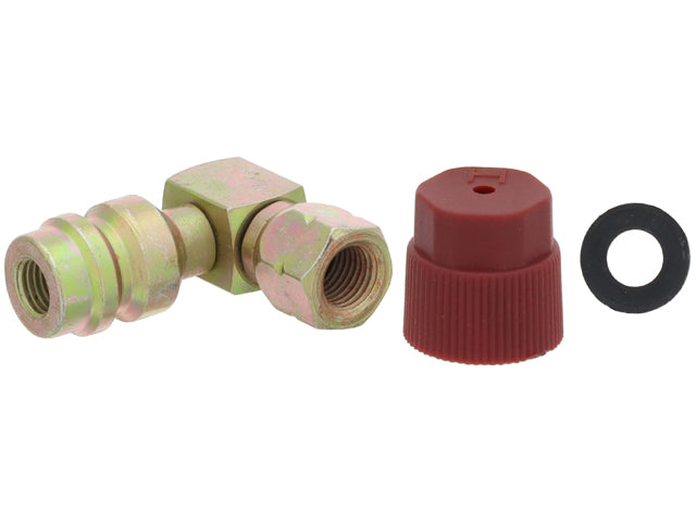 A/C System Retrofit Fitting - R134a - 90 Degree Swivel Steel 3/16" - High Side with Cap MT0149