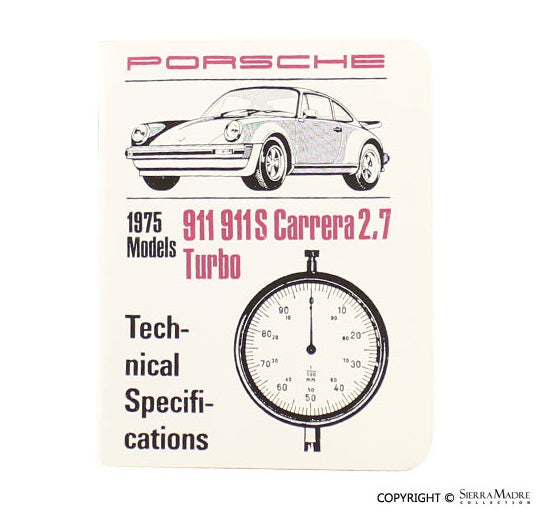 Porsche 911 2.7 Technical Specification Booklet 75 WKD-422-320
