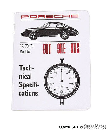 Porsche 911 Technical Specification Booklet 69-71 WKD-421-020