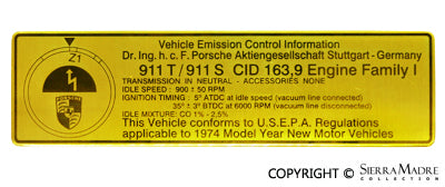 Porsche Adjusting Exhaust Decal - 911/911S - 70-74 911-006-502-00