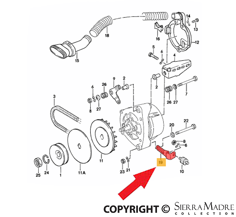 Porsche Alternator Bracket - 924 76-85 046-903-255-A