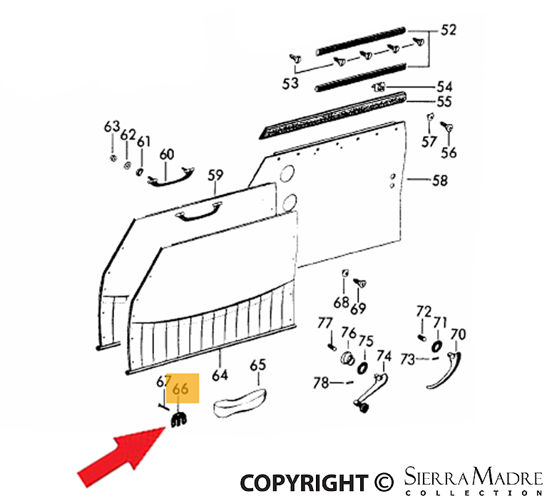 Porsche Armrest Plate Set - 356B/356C 60-65 644-555-305-00