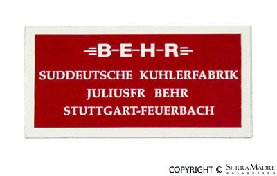 Porsche BEHR Air Duct Decal - 356BT6/356C 62-65 NLA-701-572-00
