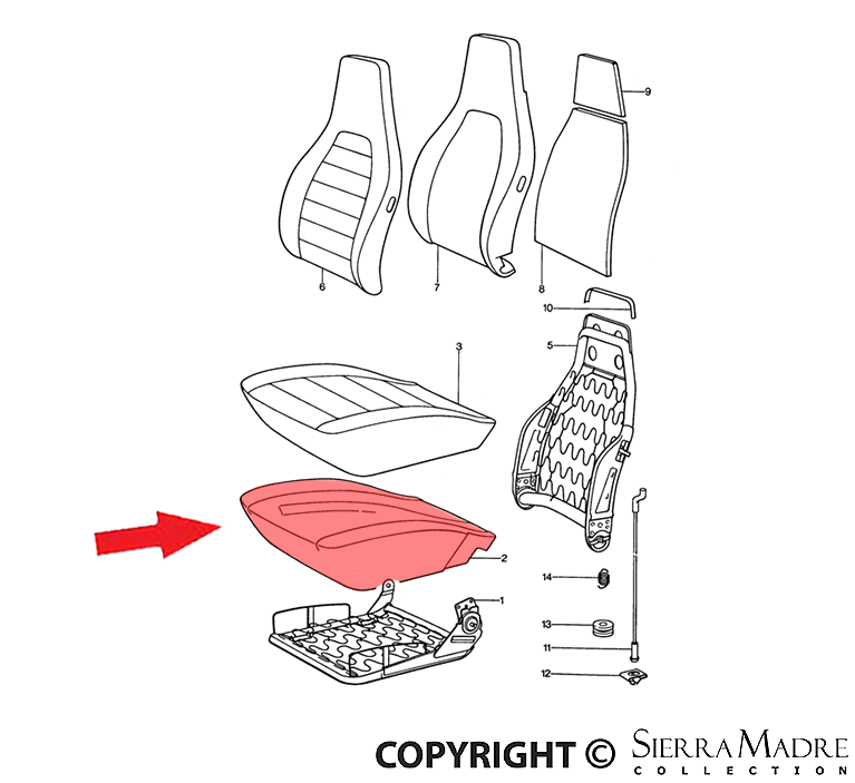 Porsche Bottom Seat Cushion - 911 74-77 911-521-385-01