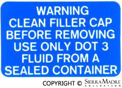 Porsche Brake Fluid Decal - 911 74-77 911-006-541-00