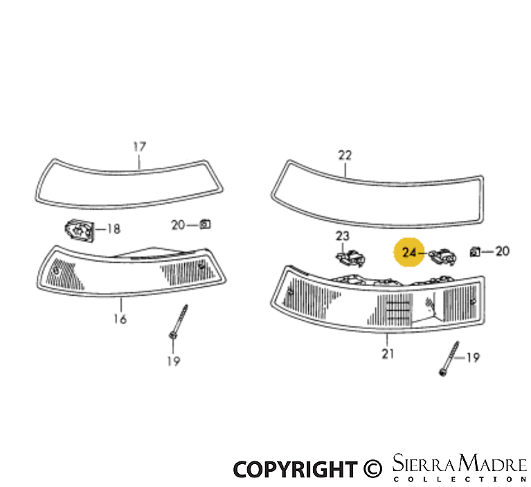 Porsche Brake and Rear Light Bulb Holder - 2-Pin - 911/912 65-68 901-631-415-00