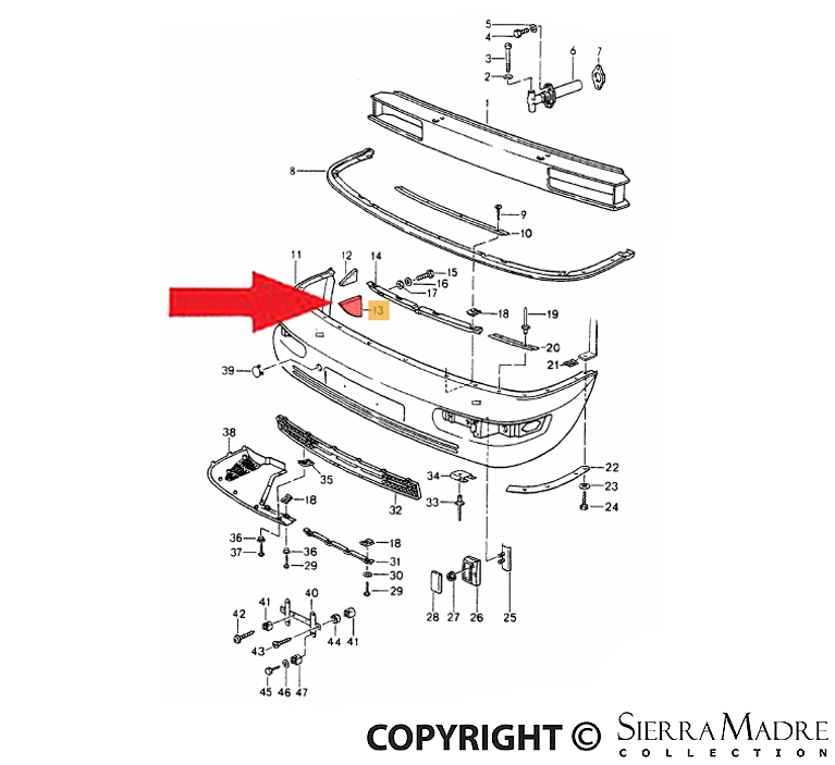 Porsche Bumper Seal Rail - Lower - 964 89-94 964-575-337-00