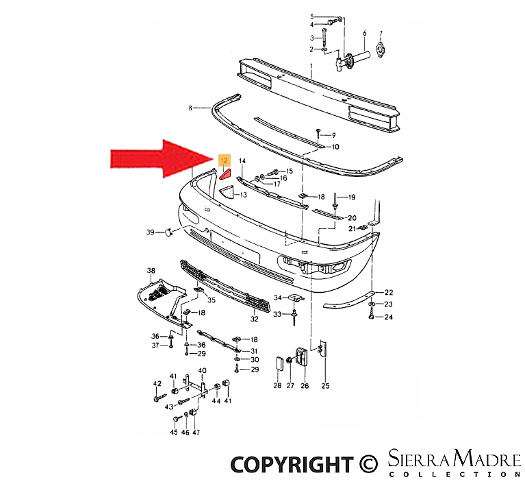 Porsche Bumper Seal Rail - Upper - 964 89-94 964-575-339-00