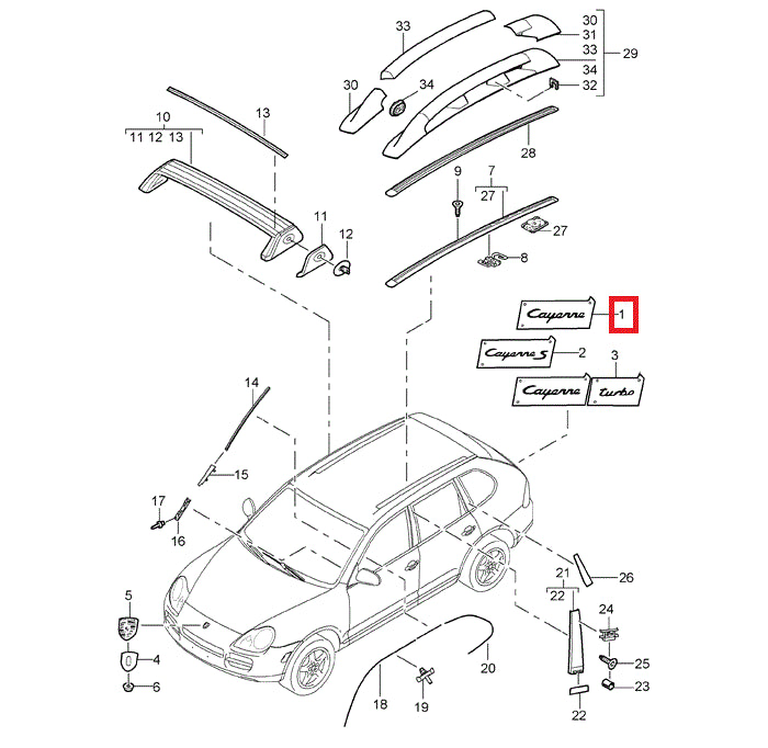 Porsche Cayenne Emblem - Black - Cayenne 03-10 955-559-237-00