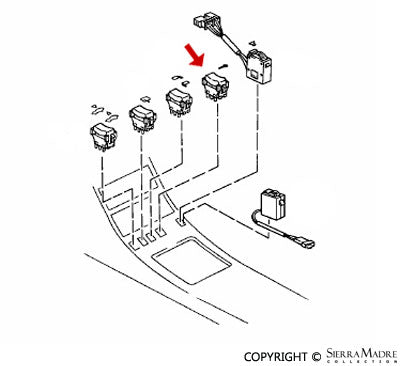 Porsche Central Lock Switch - 944 85-91 951-613-147-00