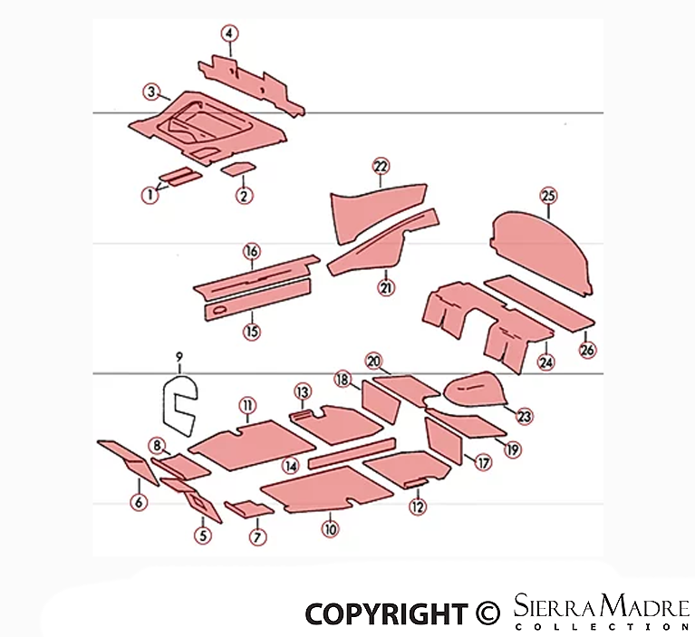 Porsche Complete Body Damping Mats - 356B/356C 60-65 SMC-556-801