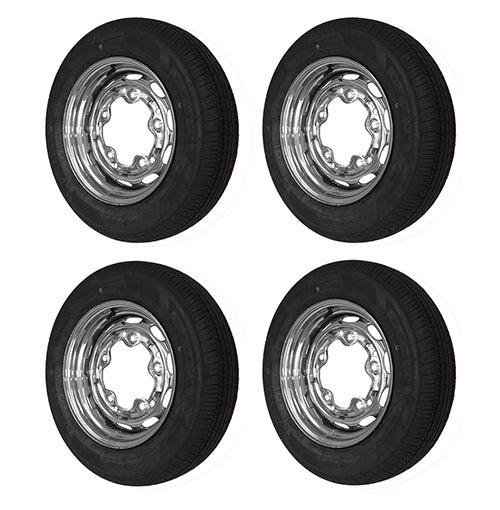 Porsche Complete Wheel And Tire Package - Chrome - 15'' x 5 1/2'' SMC-361-02-SET