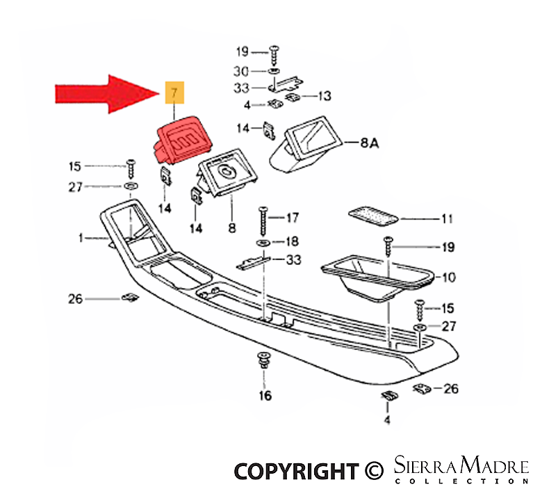 Porsche Console Switch Trim - 964 89-94 964-552-135-01-1DB