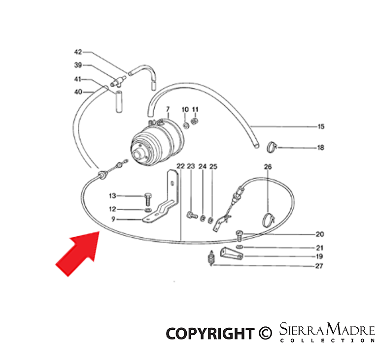 Porsche Cruise Control Cable - 911 84-86 911-617-124-07