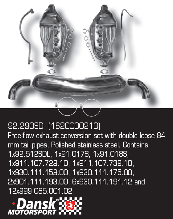Porsche Dansk Free Flow Exhaust Conversion Kit 84-89 92-290SD