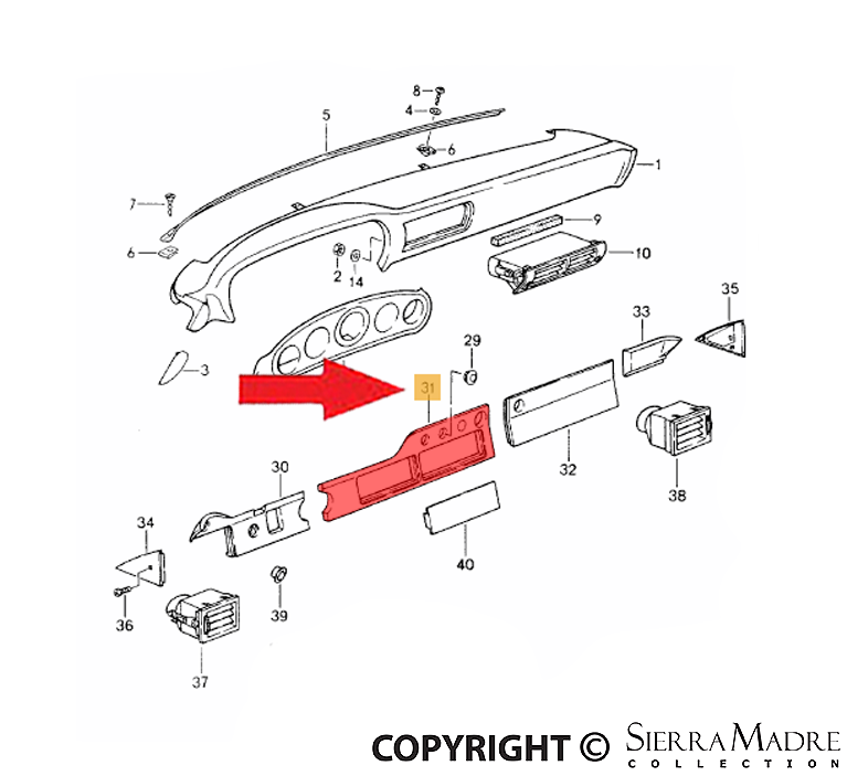 Porsche Dash Panel - 964 89-94 964-552-479-00-7AE