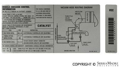 Porsche Emission Label Decal 964-006-109-16