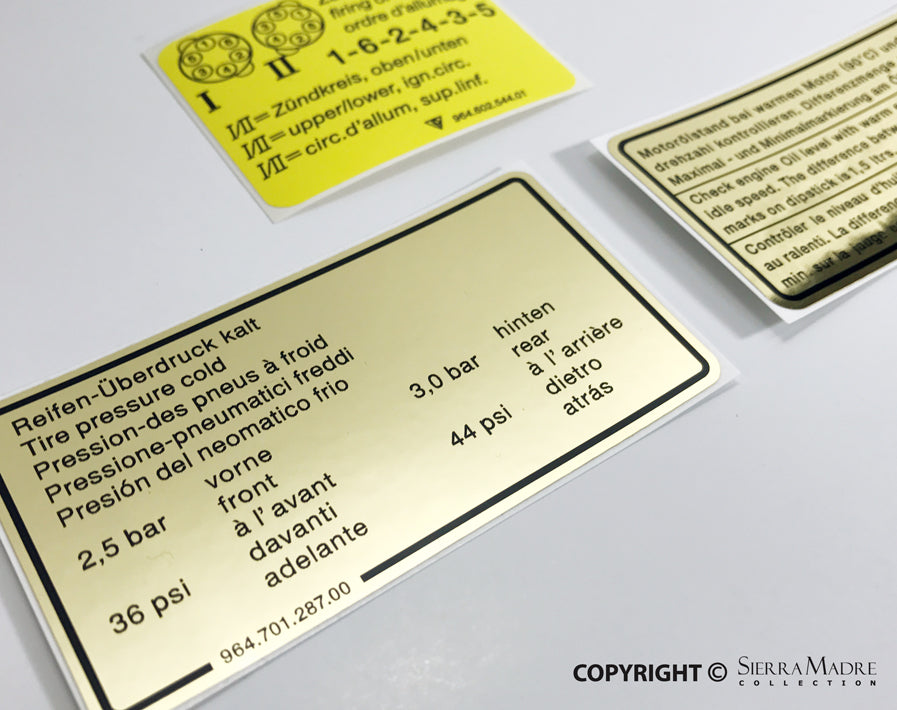 Porsche Engine Bay Decal Set - 964 89-92 SMC-701-287-SET